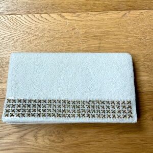 Vintage white beaded clutch with gold detail